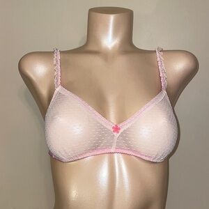 Aerie women’s Small bra lace pink wireless unlined 32B 30c 34a 34B 32D AEO